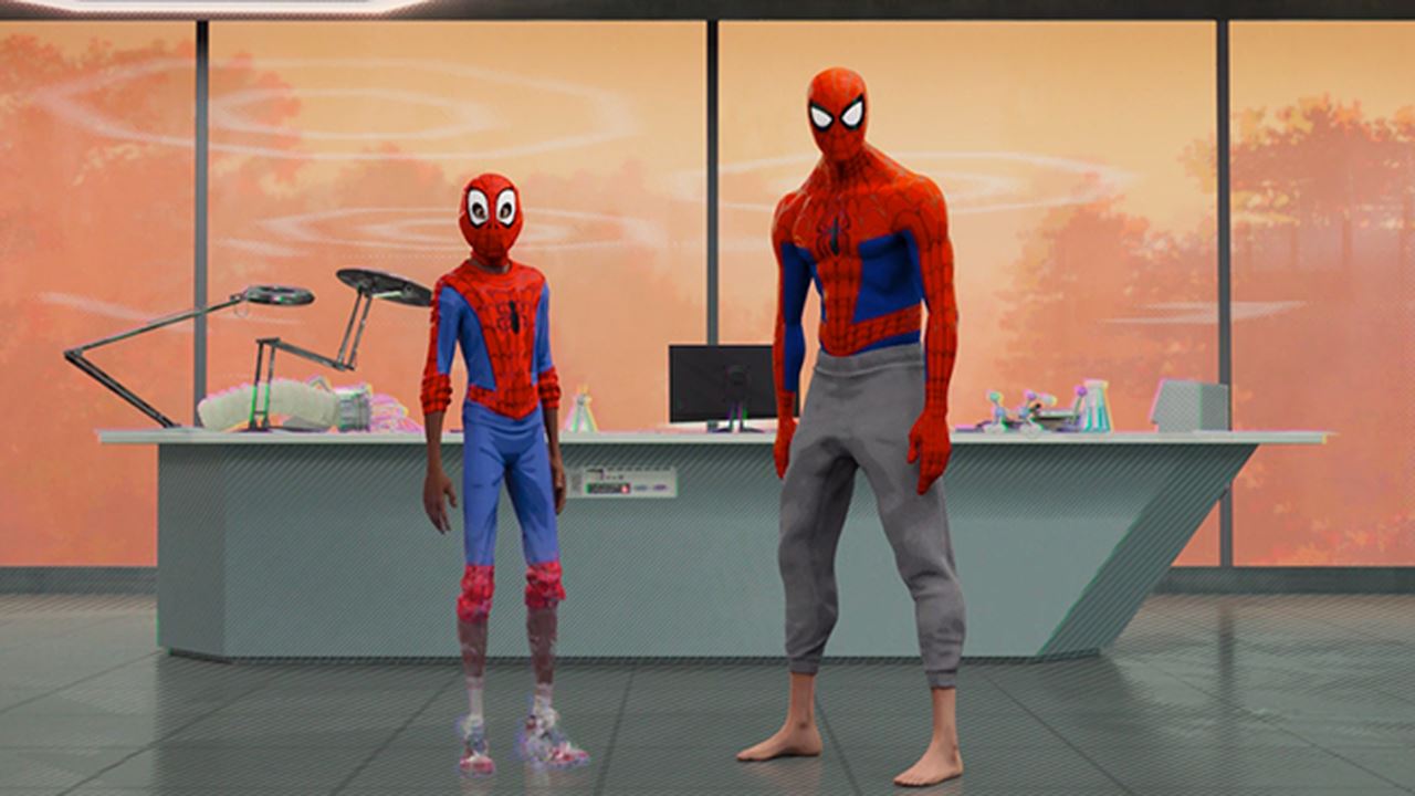 Miles Morales e Peter B. Parker in una scena di Spider- Man: Un nuovo Universo